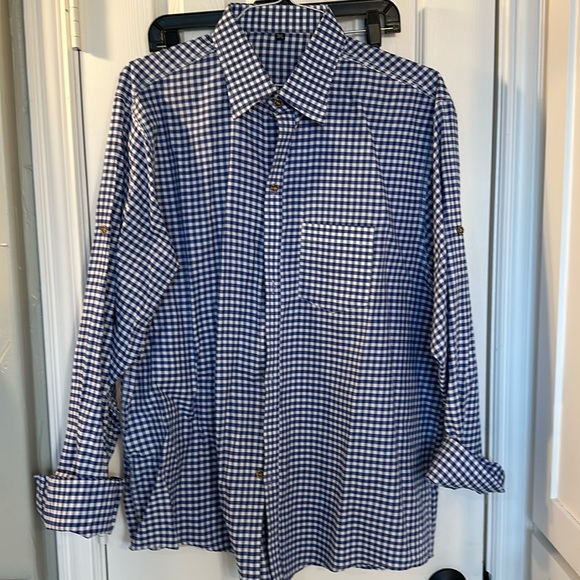 Blue white checkered dress shirt 3XL - Picture 1 of 4